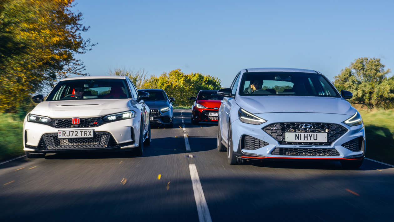 Toyota GR Yaris v Mercedes‑AMG A45 S v Hyundai i30 N v Honda Civic Type ...